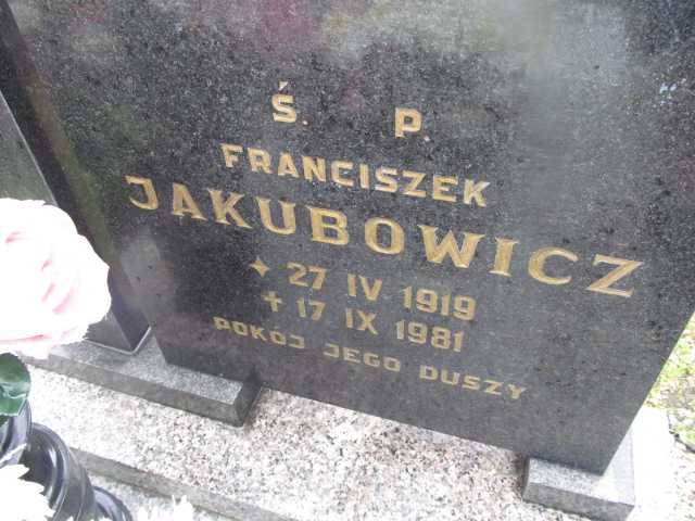 Franciszek Jakubowicz 1919 Kowary - Grobonet - Wyszukiwarka osób pochowanych